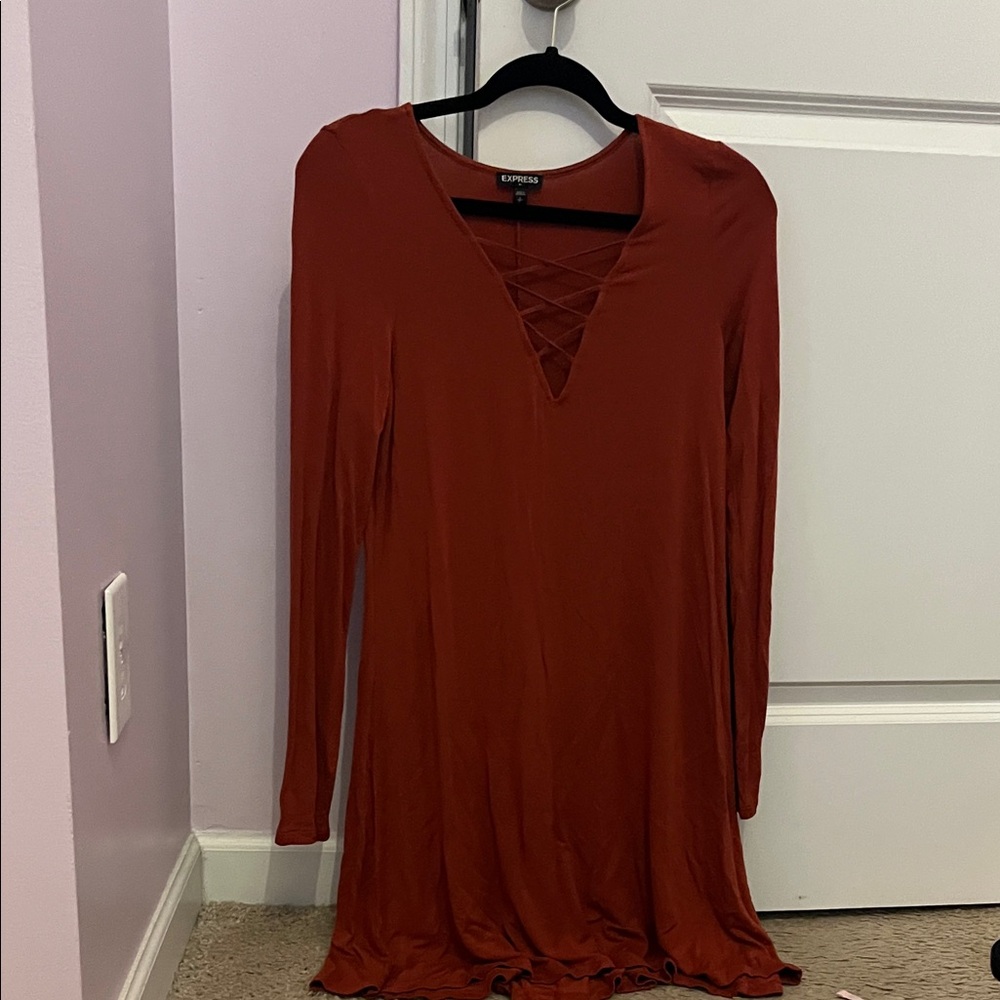 Express Terracotta Long Sleeve Dress